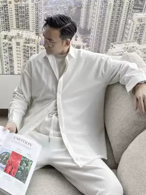 (VERA KANE) South Korea ins loose minimalist casual drape solid color wild hand-sleeved long-sleeved shirt tide man