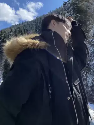 (VERA men) South Korea thick loose fur collar hooded Joker tooling cotton clothes casual coat tramping men