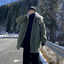 (VERA men) South Korea winter loose hair collar Joker tooling wind long casual cotton jacket Chao man