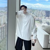 (VERA KANE) Korean ins casual loose Joker solid color high neck long sleeve top base shirt trend men