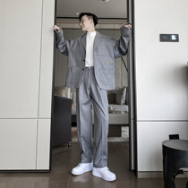 (VERA MENS) Korea ins loose High Street personality casual jacket hanging sense suit trousers two-piece men