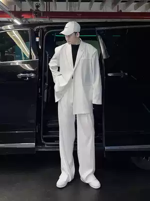 (VERA KANE) Korean loose high-end solid color casual suit jacket straight pants two-piece trendo