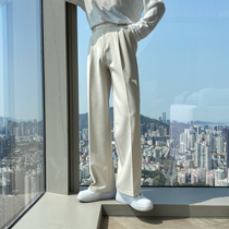 (VERA KANE) South Korea loose casual inverted triangle design solid color vertical straight tube wide leg pants tide man