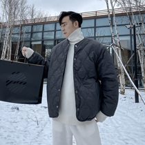 (VERA men) South Koreas high collarless bread cotton suit mens loose Joker short style thick coat tide man