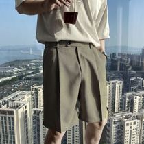 (VERA KANE) South Korea ins loose Joker temperament check five-point casual straight pants shorts trendsetter