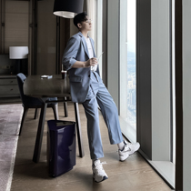 (VERA KANE) Korea ins loose waist high-end casual solid color straight half-sleeve suit two-piece tide