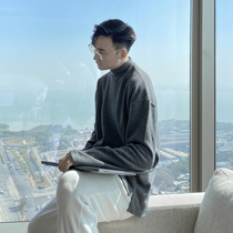 (VERA men) South Korea half high collar simple knitting loose versatile casual bottom long sleeve tide solid color male