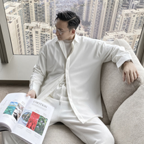 (VERA KANE) South Korea ins loose minimalist casual drape solid color wild hand-sleeved long-sleeved shirt tide man