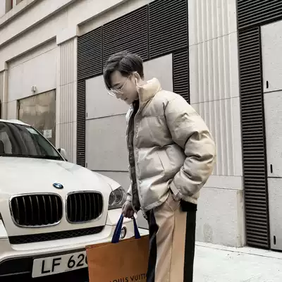 (VERA MENS)Winter cotton clothes men's short jacket thickened bread clothes handsome pu leather jacket cotton jacket cotton jacket