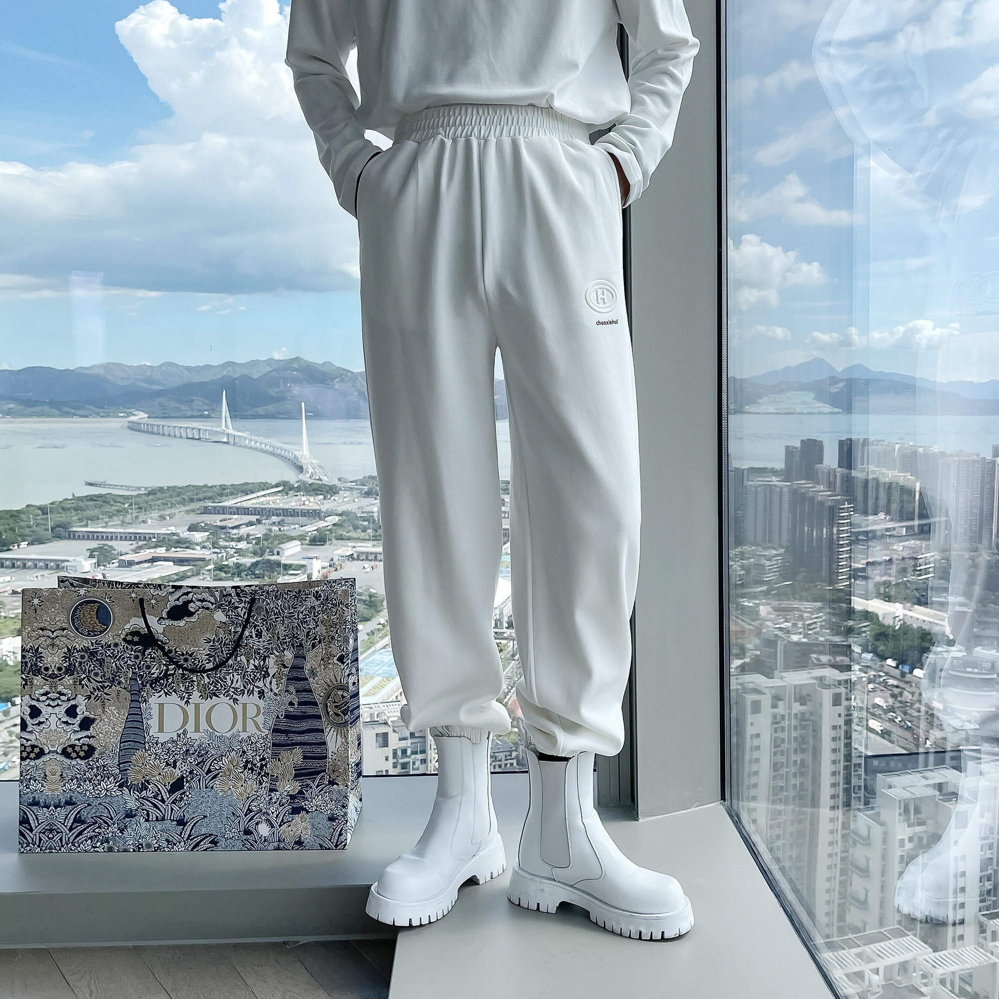 (VERA KANE) Korean ins autumn simple and versatile casual loose straight sports leggings sweatpants trendy men