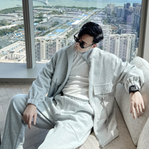 (VERA KANE) Korea ins casual sweatshirt jacket loose straight sweatshirt handsome sports two pieces of hipster men