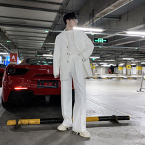  (VERA MENS)Korea INS loose casual solid color high-end hanging long-sleeved jacket trousers two-piece men