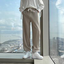 (VERA KANE) South Korea ins loose leisure sports solid color Wild Wild draw rope bunches feet wide legs pants tide man