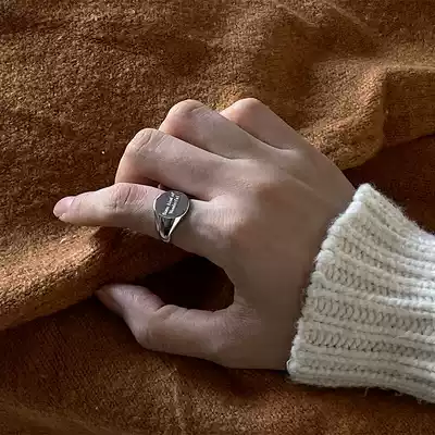 Gas field is fully open◆English letter round ring full body 925 sterling silver open ring simple ring female