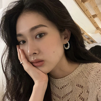 Original design Individuality Round String Beads Earrings 925 Pure Silver Opening Semi-circular Ear Pendant Minimalist Temperament Ear Nail