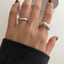 ins nemesis red-style body 925 pure silver minimalist bright silver opening line aperture vegan face index finger ring female new