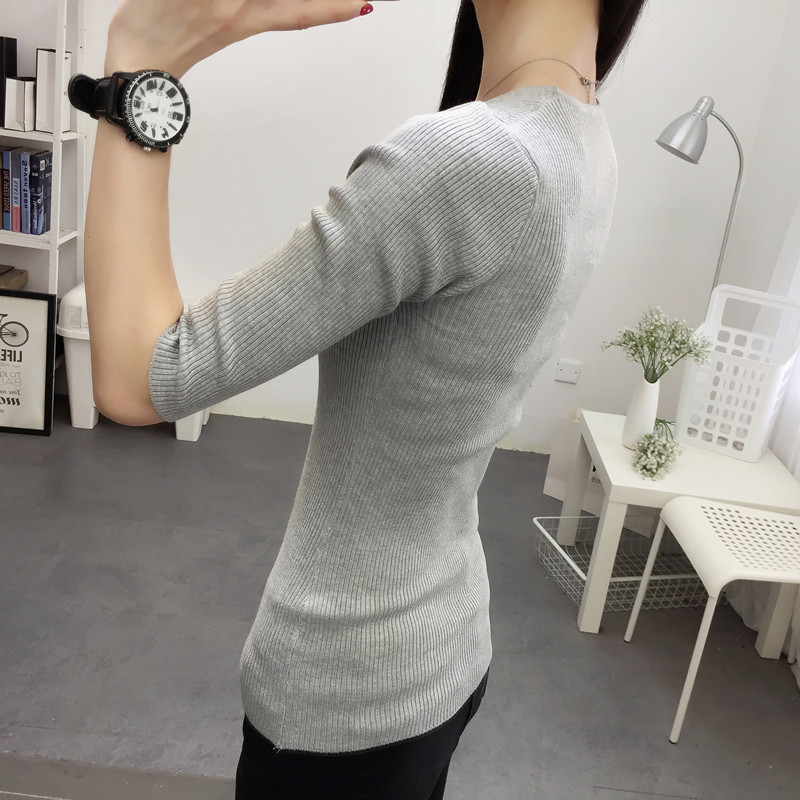 Áo len nữ cổ chữ V 2018 xuân hè mới set đồ mới ao khoac len