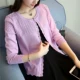 Áo len dài tay nữ cardigan ngắn đoạn áo choàng nhỏ áo choàng mùa hè điều hòa không khí mùa xuân và mùa thu bên ngoài một chiếc áo len mỏng