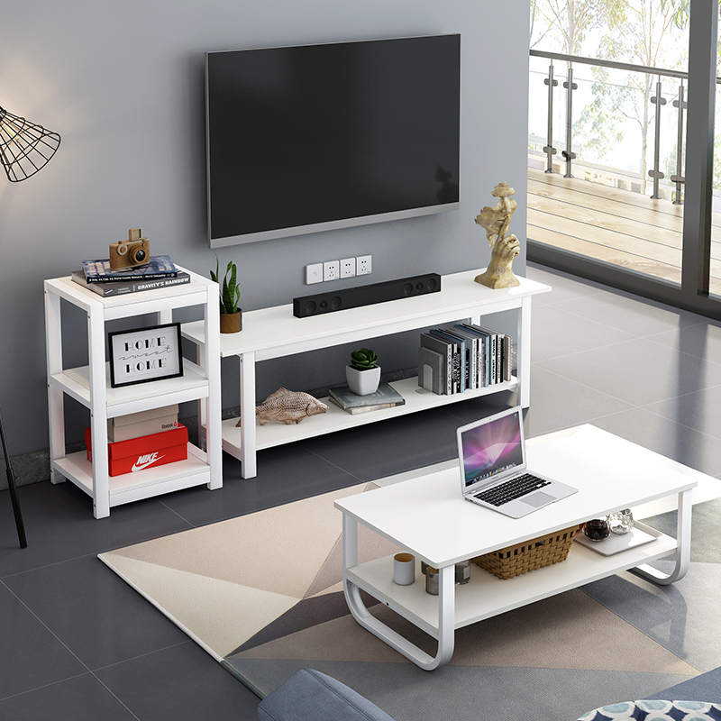 Steel-wood coffee table TV cabinet combination Modern simple bedroom small apartment wall cabinet Simple living room TV cabinet Floor cabinet