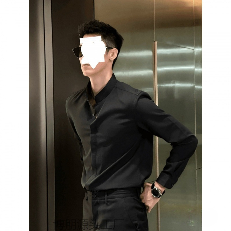 Husband-Style Outfit: Men's Autumn Casual Chic New Chinese Style Long-Sleeve Shirt, Versatile High-Quality Formal White Shirt