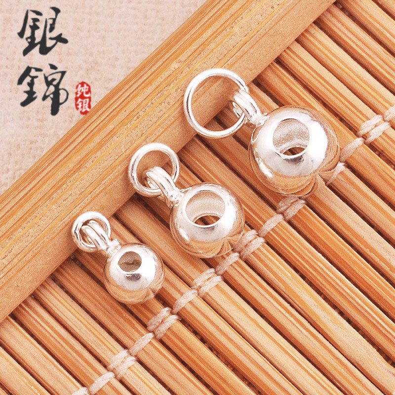 s925 sterling silver diy accessories bead hole bead ring pendant red rope hand beaded hand-woven jewelry material