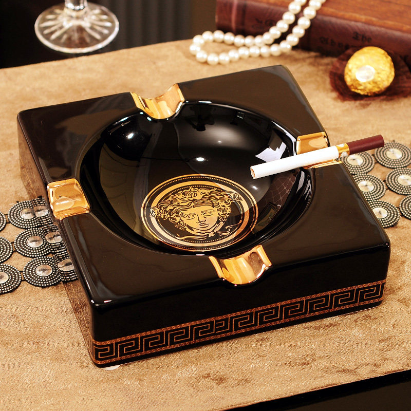Ceramic Tobacco Ashtray Creative Tide Individuality Brief Eu Style Cigar Modern Living Room Big home black ktv