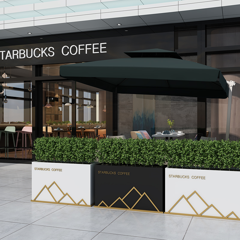 Fashion simple golden frame wrought iron outdoor flower box combination square commercial street green box partition flower groove flower bed customization