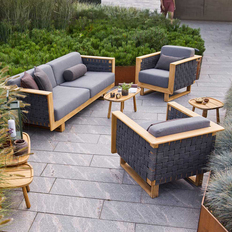 Outdoor Sofa Composition Patio-Style Board Room Villa Greenhouse Grapefruit Wood Rattan outdoor rain-proof sunscreen wood