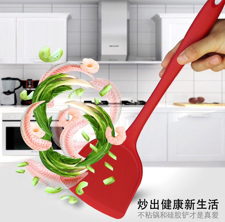 Food silicone gel pan shovel not covered with pan protective pan special shovel high temperature resistant kitchenware without injury pan fried vegetable shovel lengthened suit