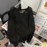 Мужской небольшой дизайнерский цветной летний свитер, трикотажный лонгслив, тренд сезона, премиум класс