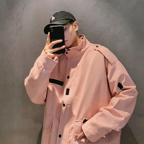 Spring and autumn new Hong Kong style mens ins loose tooling jacket jacket students wild trend coat tide