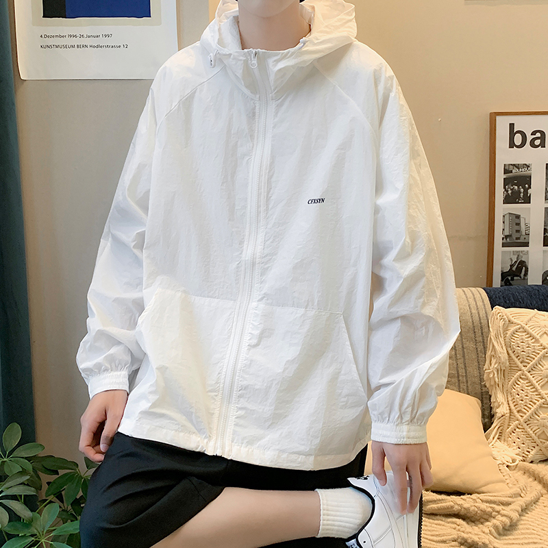Summer New Style Hooded Sun Protection Clothing ins Hong Kong Style Loose Breathable Long-Sleeved Zipper Sun Protection Jacket for Teenagers