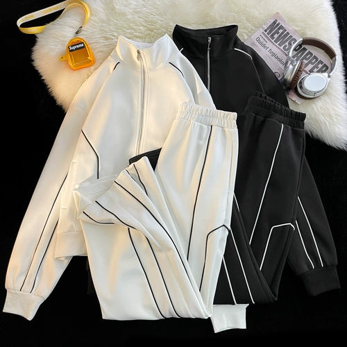 Осенний кардиган для отдыха, куртка, мужской спортивный костюм, дизайнерские штаны, комплект, свободный крой