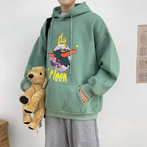 Spring and autumn new long sleeve printed hooded cartoon sweater mens Tide brand loose Youth student casual coat tide