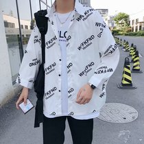 Summer seven-point sleeve shirt mens Korean version of the trend loose fashion brand short sleeve shirt student Net red wild card jacket