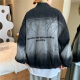 Брендовая джинсовая трендовая куртка, в американском стиле, градиент, в корейском стиле