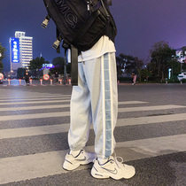Spring super hot ins Korean version of nine-point casual pants mens trend loose student tide brand alphabet sports leggings
