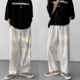 Японские брендовые белые джинсовые штаны для отдыха, высокая талия, свободный прямой крой