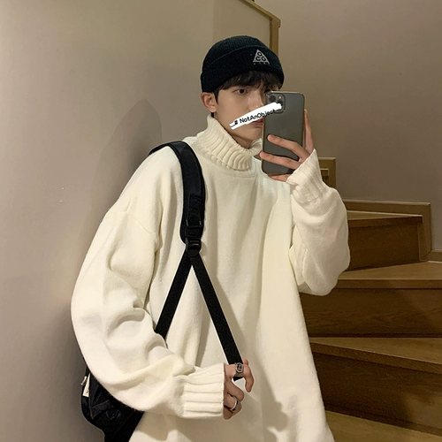 Зимний цветной трикотажный базовый приятный телу шерстяной свитер подходит для мужчин и женщин, свободный крой