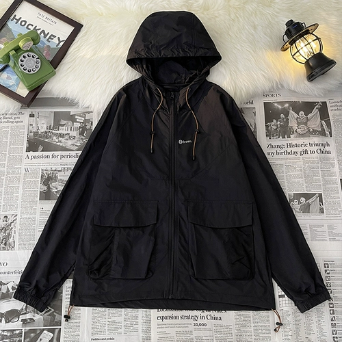 Шелковый цветной летний дорожный спортивный тонкий дышащий плащ с капюшоном подходит для мужчин и женщин для отдыха, на шнурках, защита от солнца, свободный крой