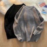 Однотонный свитер, трендовая куртка, брендовая трикотажная демисезонная утепленный лонгслив для влюбленных, увеличенная толщина