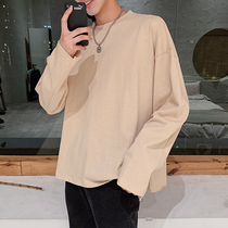 Spring and autumn new Hong Kong wind long sleeve T-shirt men loose clothes base shirt Korean trend ins couple solid color top