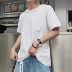 Ins siêu áo thun nam mùa hè 2018 mới du học ulzzang cotton Nhật Bản tay ngắn màu nửa rắn áo thun trắng nam Áo phông ngắn