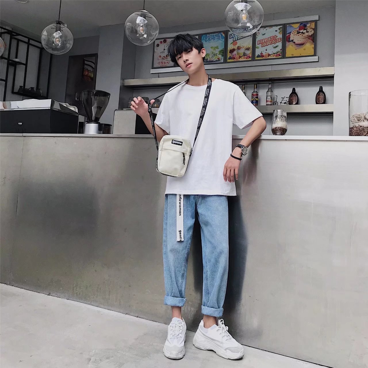 Ins siêu áo thun nam mùa hè 2018 mới du học ulzzang cotton Nhật Bản tay ngắn màu nửa rắn áo phông nam tay ngắn đẹp