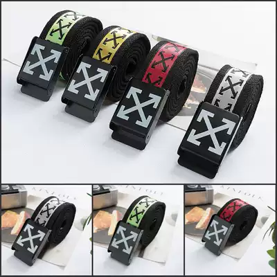 Korean version of the automatic buckle belt personality canvas casual pants with trendy wild simple men's cloth belt wild pants belt