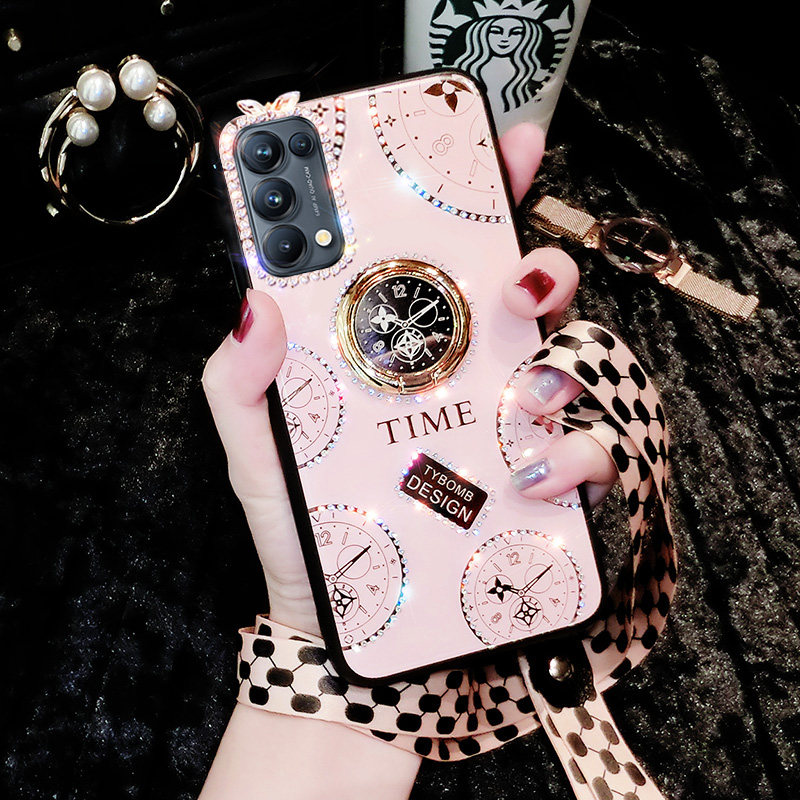 New Year opporeno5 mobile phone protection shell Women's anti-fall personality creative 5k net red upscale shake up the same section reno5pro Tide Cards New Silicone 5g Soft full-wrapped edge girls' ins cold