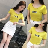 Весенняя летняя короткая футболка с коротким рукавом для школьников, 2023, круглый воротник, облегающий крой