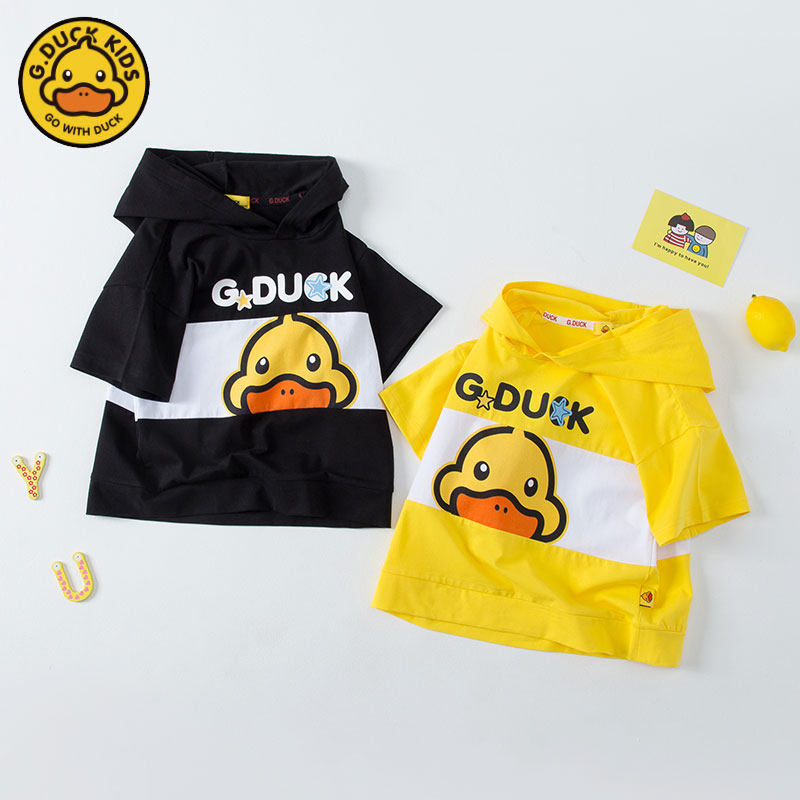 G DUCK Little Yellow Duck Children Short Sleeve 2021 new baby pure cotton T-shirt with sweating and breathable tops