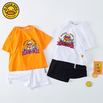 G DUCK Small Yellow Duck Children Suit Summer New men and women Korean version of Han version Ocean Boy Clothing Pure Cotton Two Sets