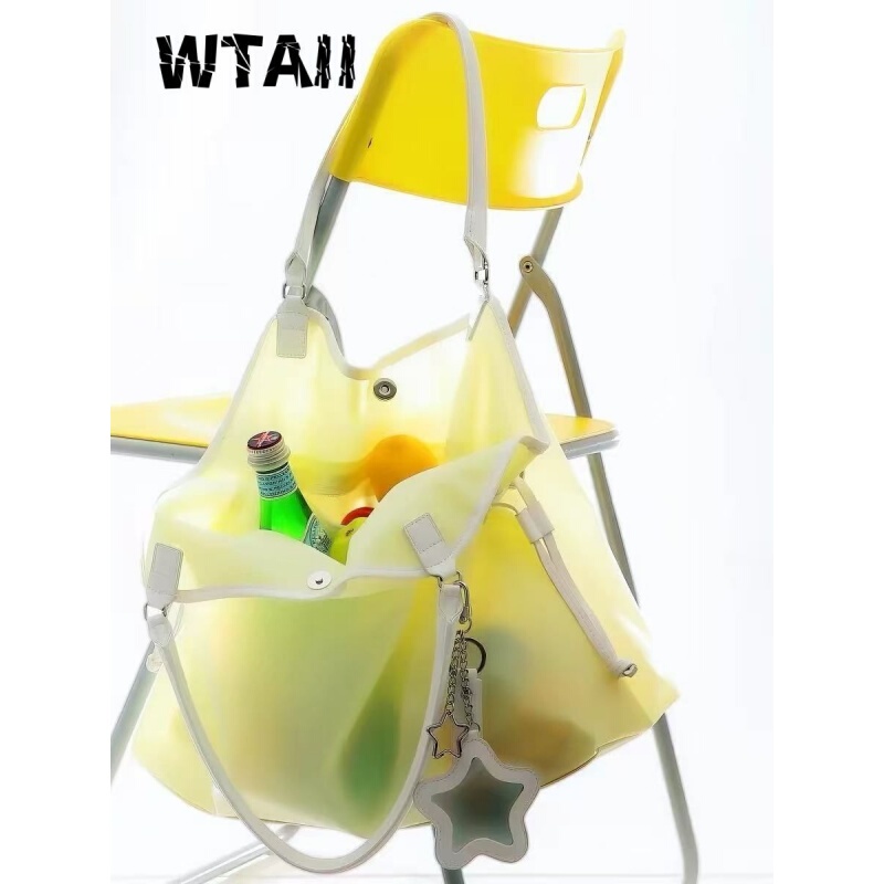 Korean Jelly Women's Shoulder Bag with Star Mirror Pendant, Summer Fresh Style Beach Bag Korean Jelly Women's Shoulder Bag with Star Mirror Pendant, Summer Fresh Style Beach Bag